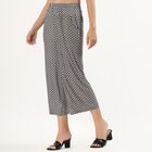 Women's Black And White High-Rise Printed Wide-Leg Trousers, काला, small image number null