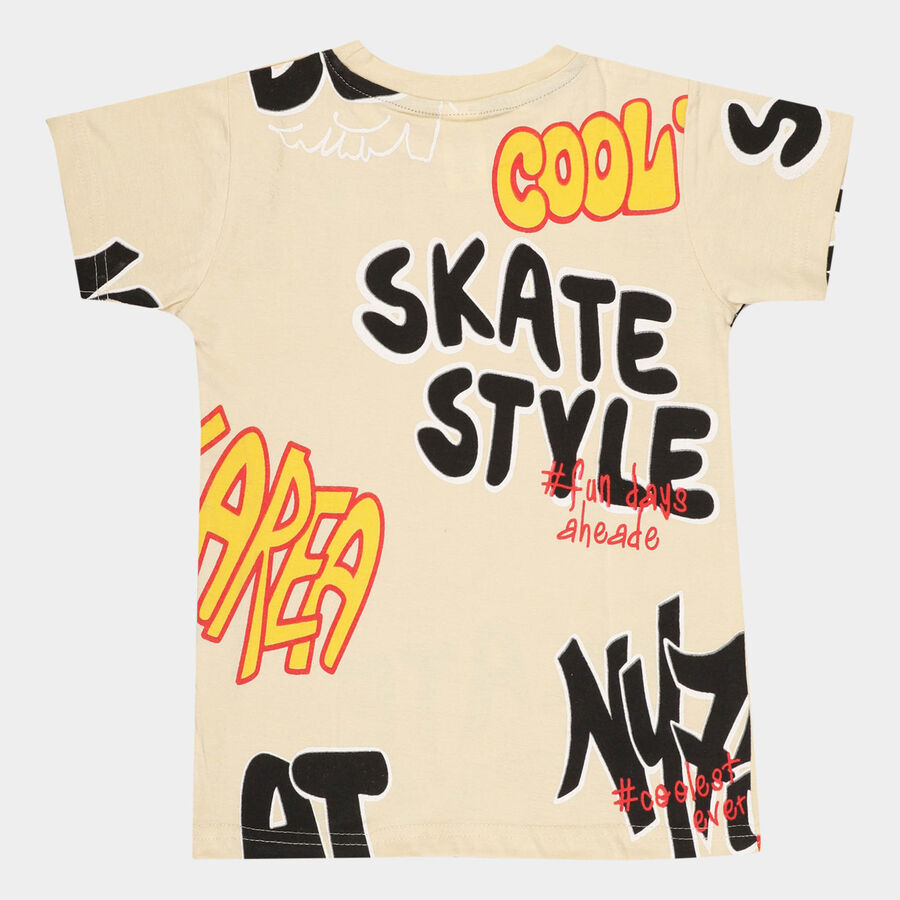 Boys Cotton T-Shirt, Beige, large image number null