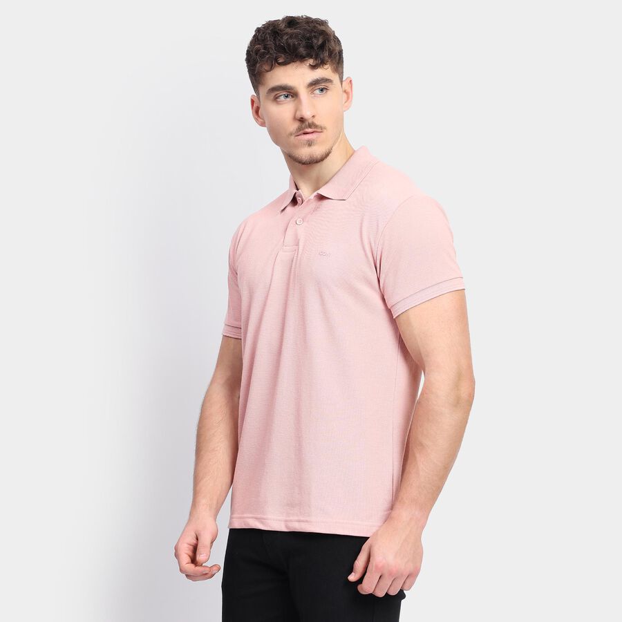 Men's Collared Half Sleeves T-Shirt , हल्का गुलाबी, large image number null