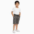 Boys' Muted Charcoal Grey Tropical Print Cotton Jamaican Shorts, गहरा ग्रे, small image number null