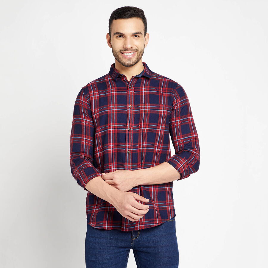 Cotton Checks Casual Shirt, Red, large image number null