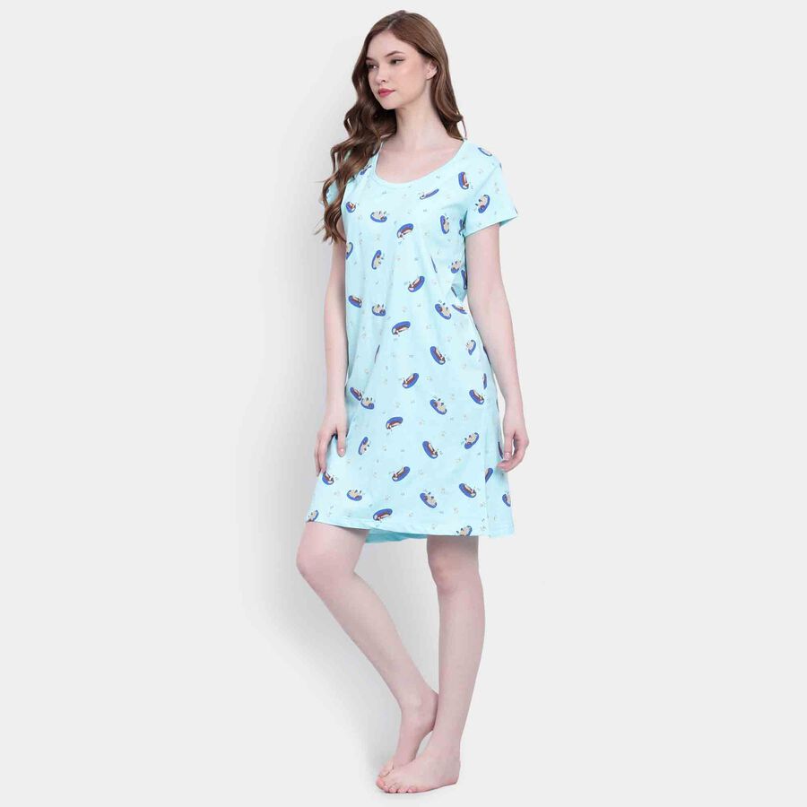 Printed Nighty, Light Green, large image number null