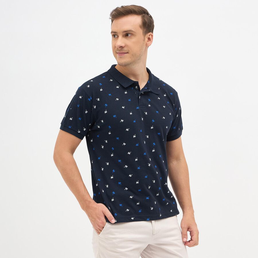 Men's Collared Half Sleeves T-Shirt , Navy Blue, large image number null