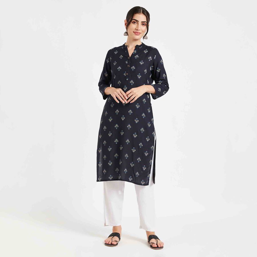 Printed Kurta, Navy Blue, large image number null