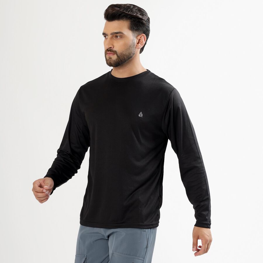 Men's Jet Black Crew Neck Casual T-Shirt, Black, large image number null