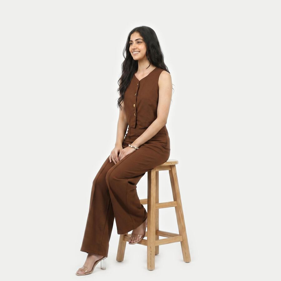 Women's Brown Solid Ethnic Co-ord Set, Brown, large