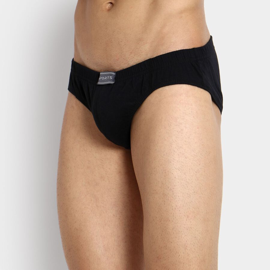Men's 100% Cotton Briefs, काला, large