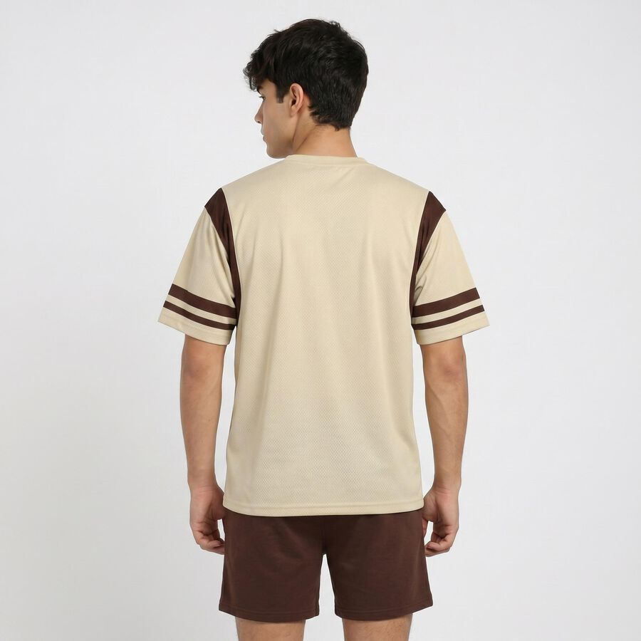 Men's Beige Round Neck Regular Drifit T-Shirt, Beige, large
