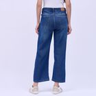 Women's Stonewashed Blue Wide Leg High Waist Jeans, Mid Blue, small