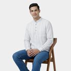 Men's White Mandarin Collar Solid Kurta, सफ़ेद, small