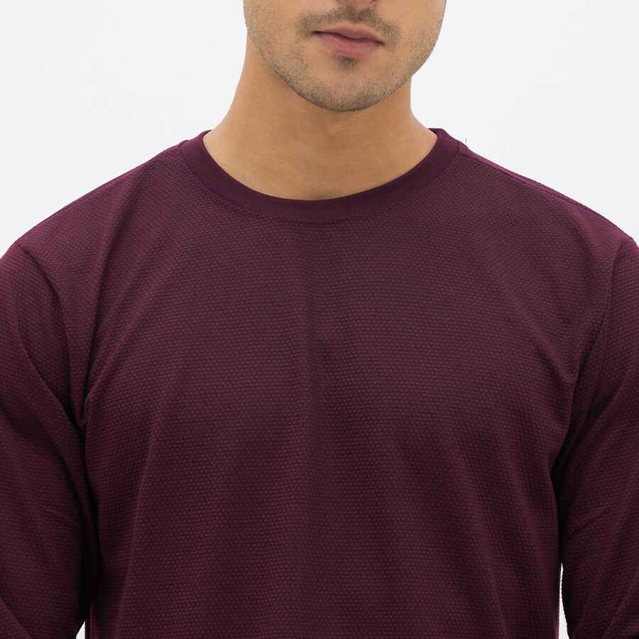 Men's Deep Maroon Crew Neck Casual T-Shirt, वाइन, large image number null