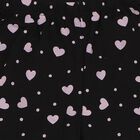 Girls Black Straight Fit Heart Printed Pyjama, काला, small