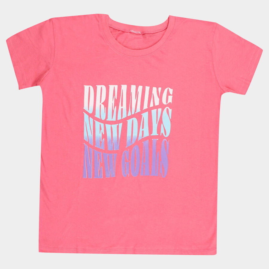 Girls Cotton T-Shirt, Pink, large image number null