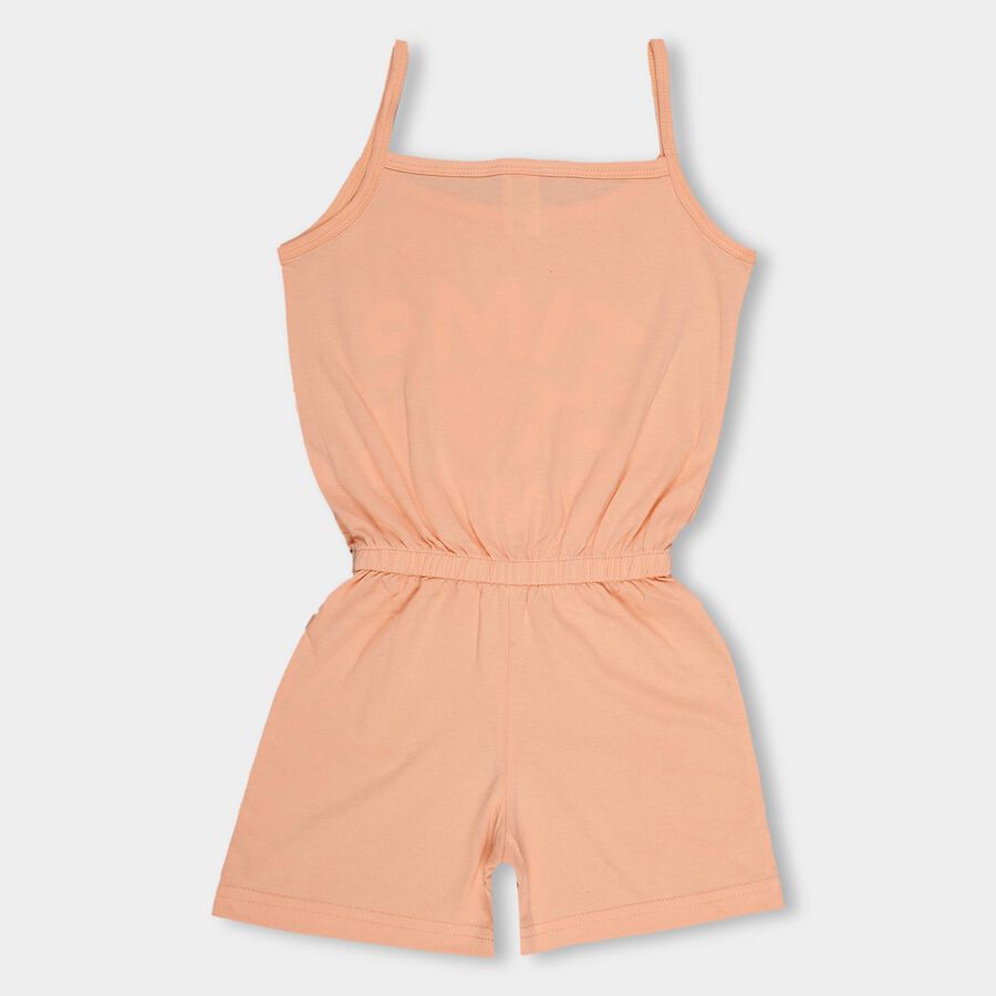 Girls Light Peach Sleeveless Casual Jumpsuit, पीच, large image number null