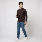 Men's Brown Crew Neck Pullover, Brown, small