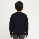 Boys Deep Midnight Navy Blue Crew Neck Graphic Pullover, नेवी ब्लू, small image number null