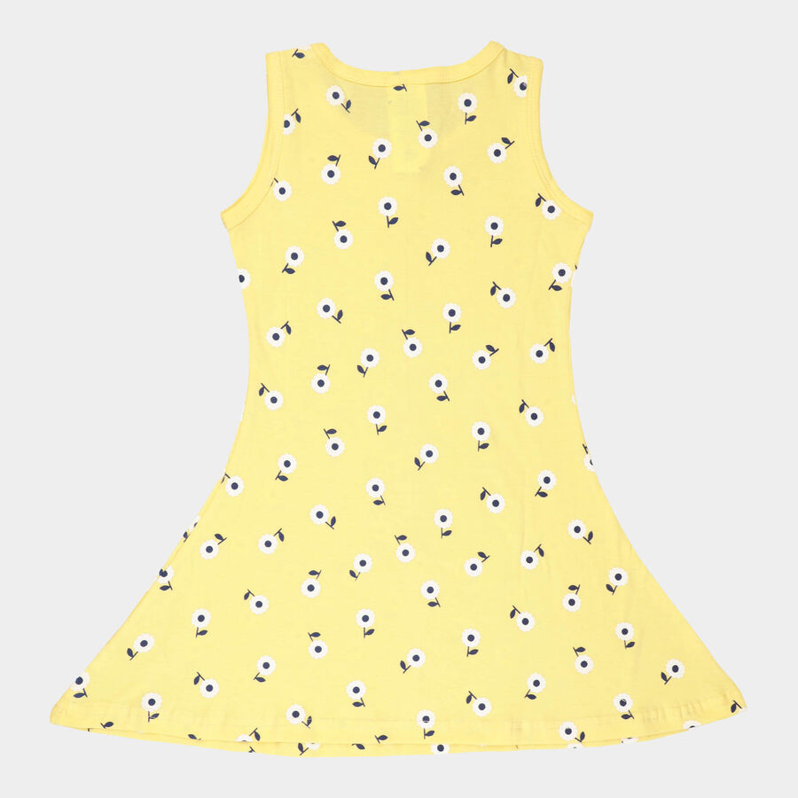 Girls Cotton Frock, Yellow, large image number null