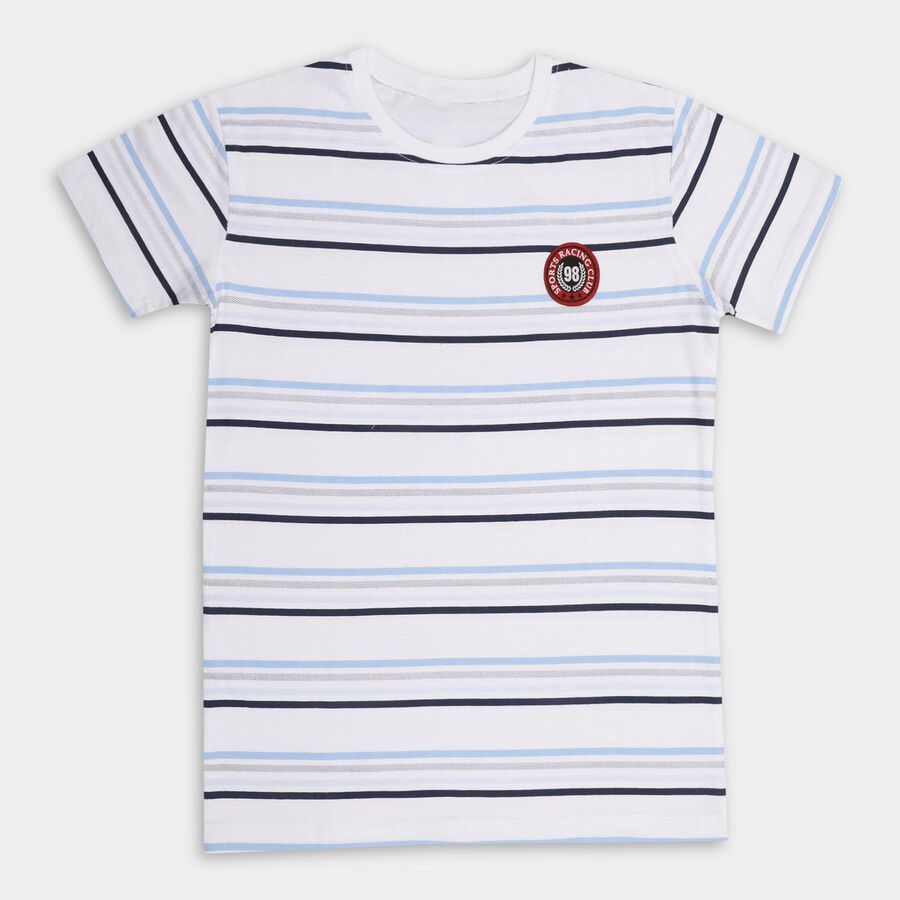 Boys' 100% Cotton Half Sleeves T-Shirt , White, large image number null