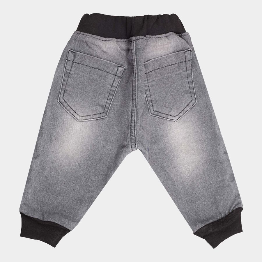 Infants Heavy Wash with Embroidery Rib Waist Jogger Fit Jeans, Light Grey, large image number null