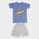 Boys' 100% Cotton Knit Baba Suit , मध्यम नीला, small image number null