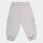 Girls' Light Gray Cargo Fit Elastic Waist Pants, हल्का ग्रे, small image number null