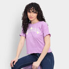 Cotton Round Neck T-Shirt, Lilac, small image number null