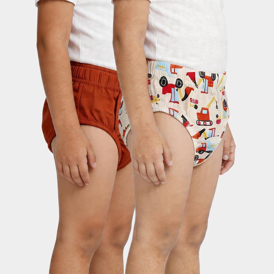 Boys' Beige Regular Fit Solid Briefs, गहरा पीला, large