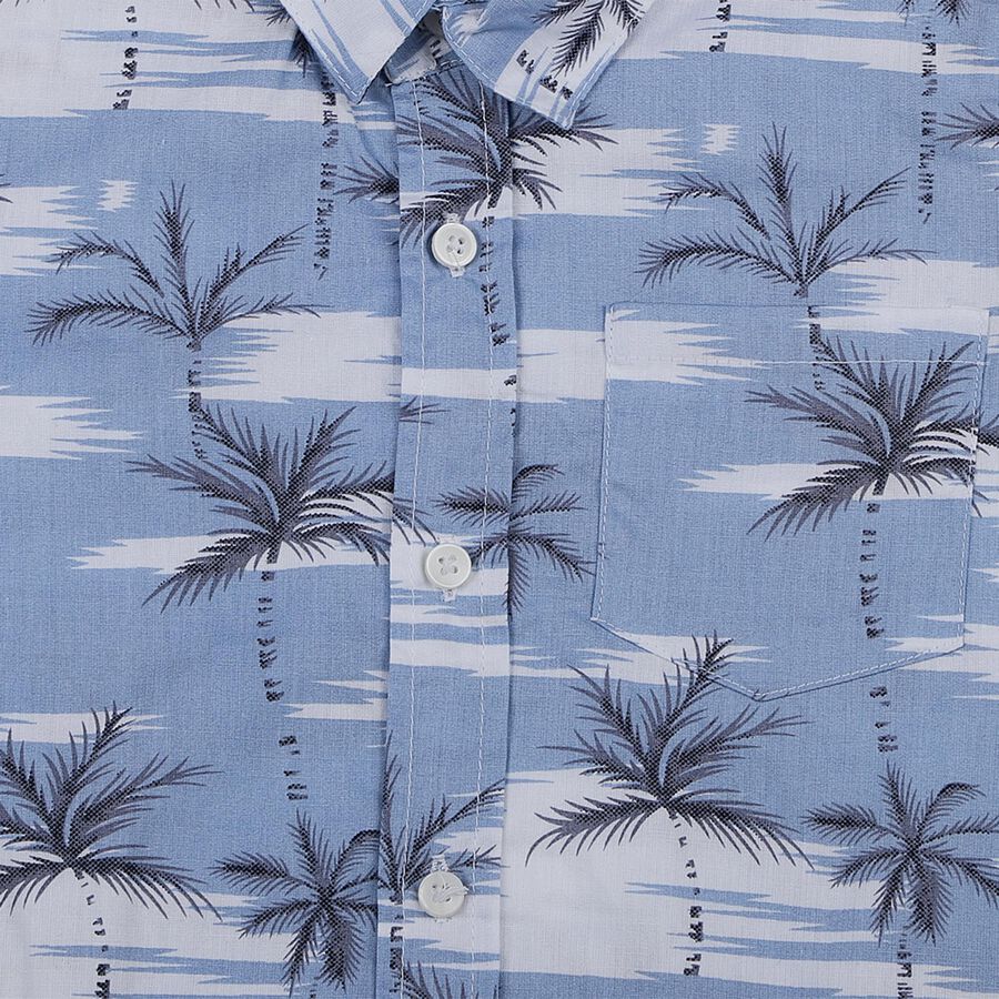 Boys Blue Cotton Half Sleeve Classic Casual Shirt, Light Blue, large