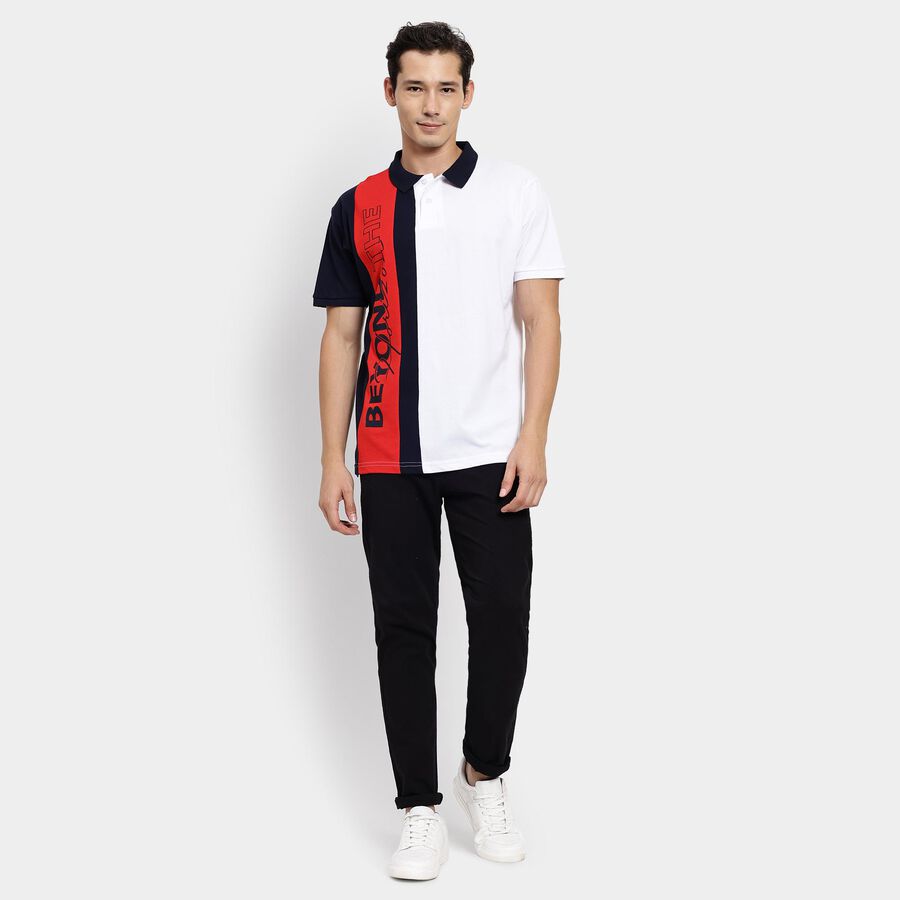 Men's Cotton Collared Half Sleeves T-Shirt, White, large image number null