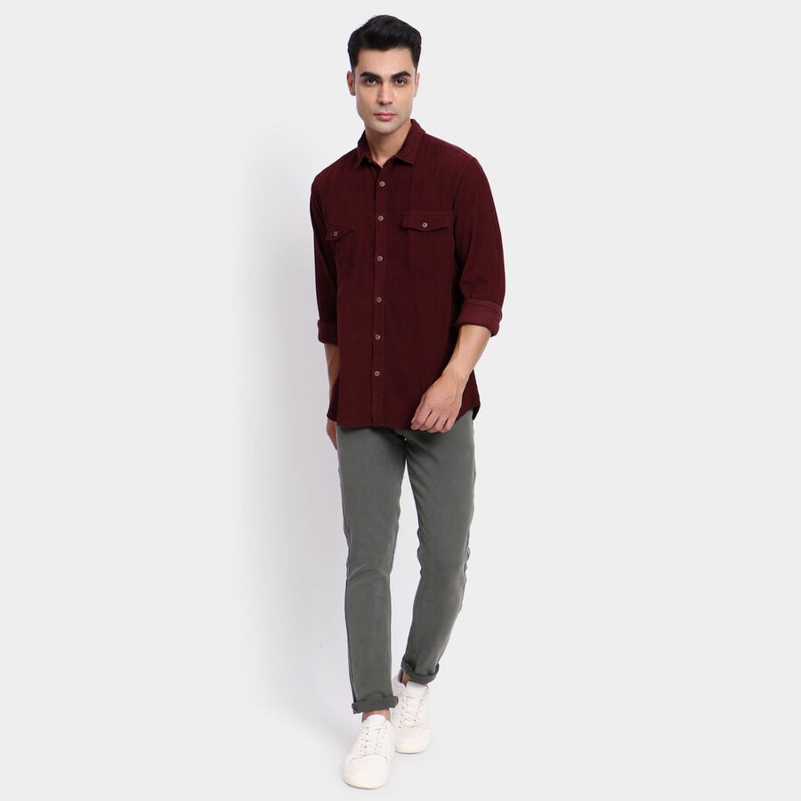 Men's 100% Cotton Casual Shirt, वाइन, large image number null