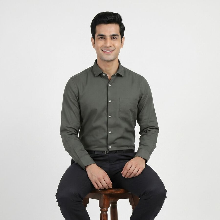 Men's Formal Shirt, Dark Green, large