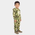 Boys Olive Green Hooded Graphic Print Baba Suit, Olive, small