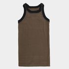 Boys Bright White Cotton Round Neck Casual Vest, Olive, small image number null