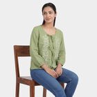 Women's Green Cotton Notch Neck Floral Printed Kurti, Light Green, small