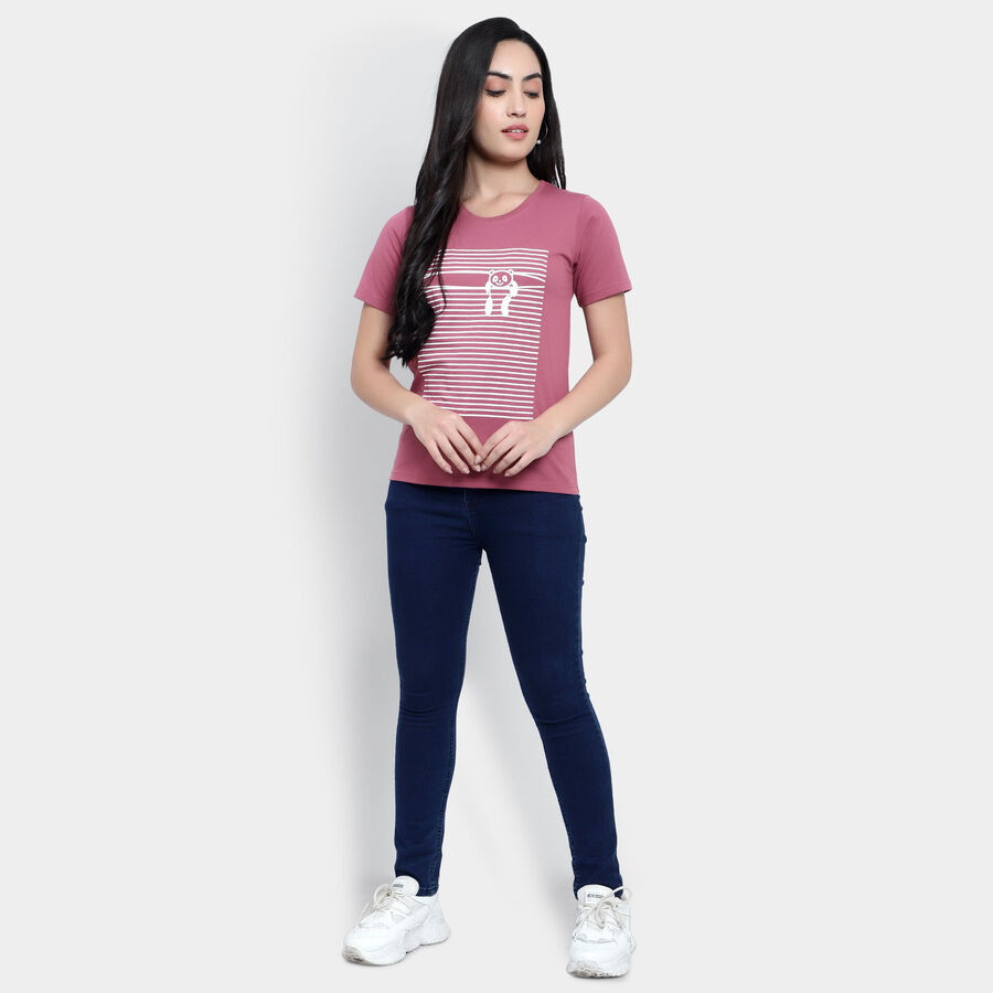Round Neck T-Shirt, बैंगनी, large image number null