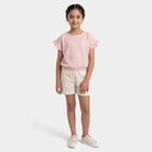Girls Pink Round Neck Casual T-Shirt, Light Pink, small