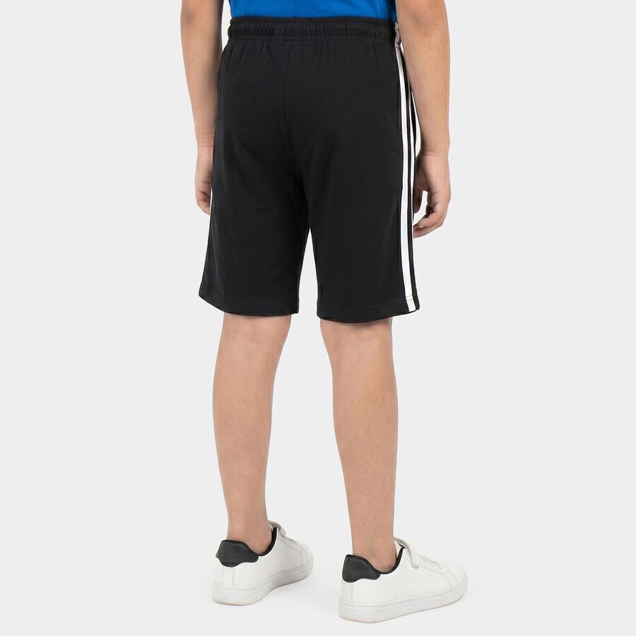 Boys' Black Regular Fit Graphic Print Bermuda Shorts, काला, large