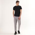 Men's Black Crew Neck Athleisure Drifit T-Shirt, काला, small
