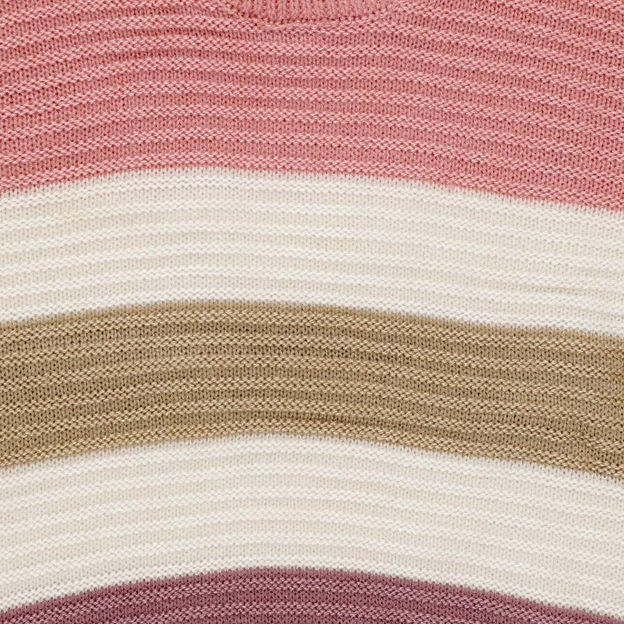 Infants Pastel Pink Crew Neck Striped Pullover, गुलाबी, large image number null