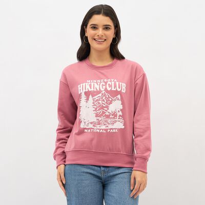 Women's Dusty Rose Crew Neck Casual Sweatshirt