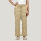 Women's Beige Straight Fit Checked Lounge Pyjama, गहरा पीला, small