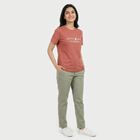 Women Pink Round Neck Casual T-Shirt, Pink, small