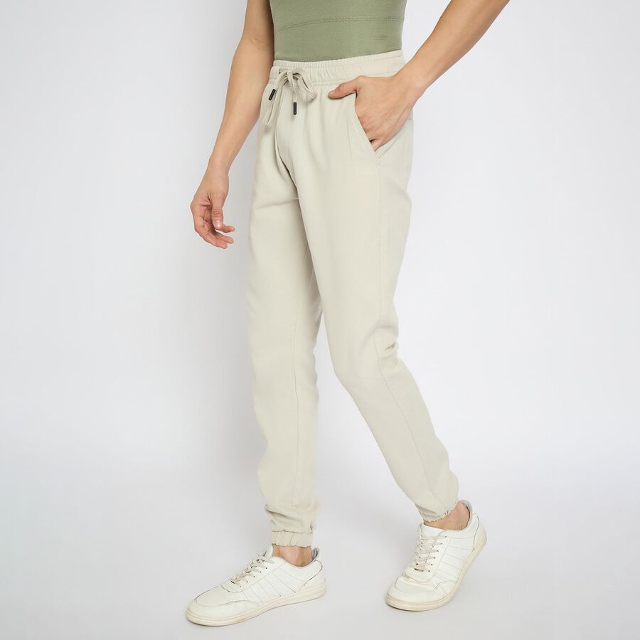 Men's 100% Cotton Slim Fit Casual Trousers, सिल्वर, large image number null