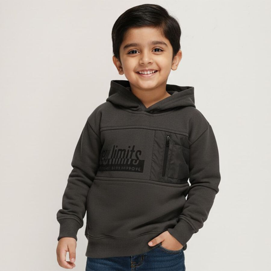 Boys' Sweatshirt, गहरा ग्रे, large image number null