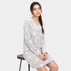 Women Grey Round Neck A-Line Nighty, हल्का ग्रे, small