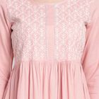 Embroidered 3/4th Sleeve Kurta, Light Pink, small image number null