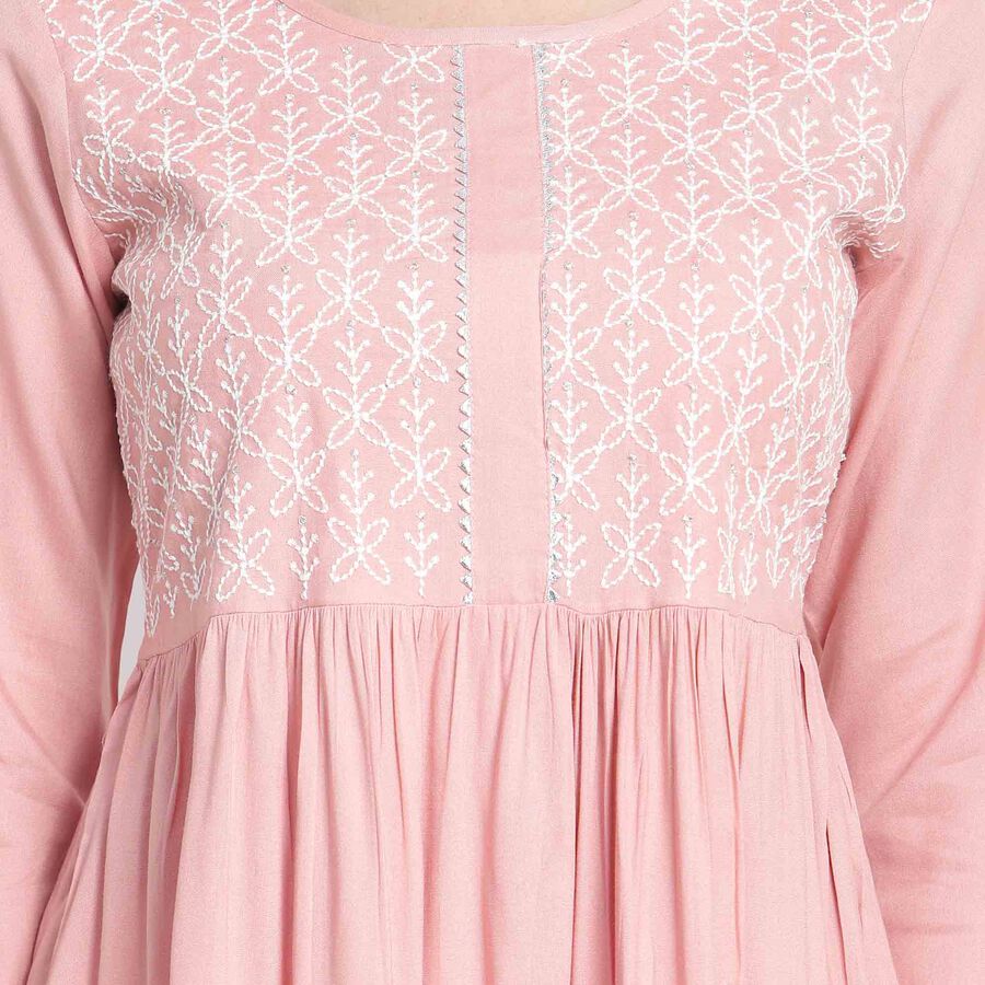Embroidered 3/4th Sleeve Kurta, Light Pink, large image number null