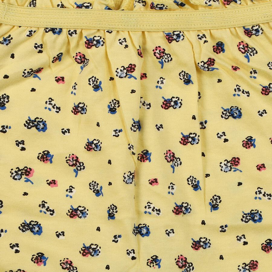 Girls Yellow Regular Fit Floral Printed Bloomer Shorts, Yellow, large