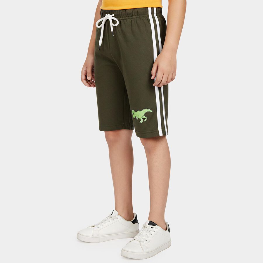 Boys' Olive Green Regular Fit Side Stripe Jamaican Shorts, Olive, large