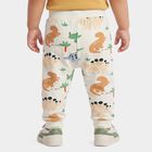 Infants Beige Jogger Fit Dinosaur Printed Cotton Pyjama, गहरा पीला, small